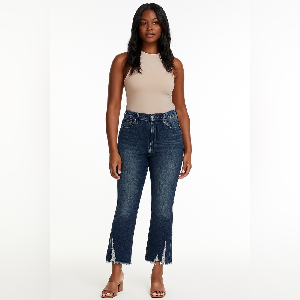 FRAME Le Crop Flare Distressed Jeans Clover Hill Raw Hem size 28